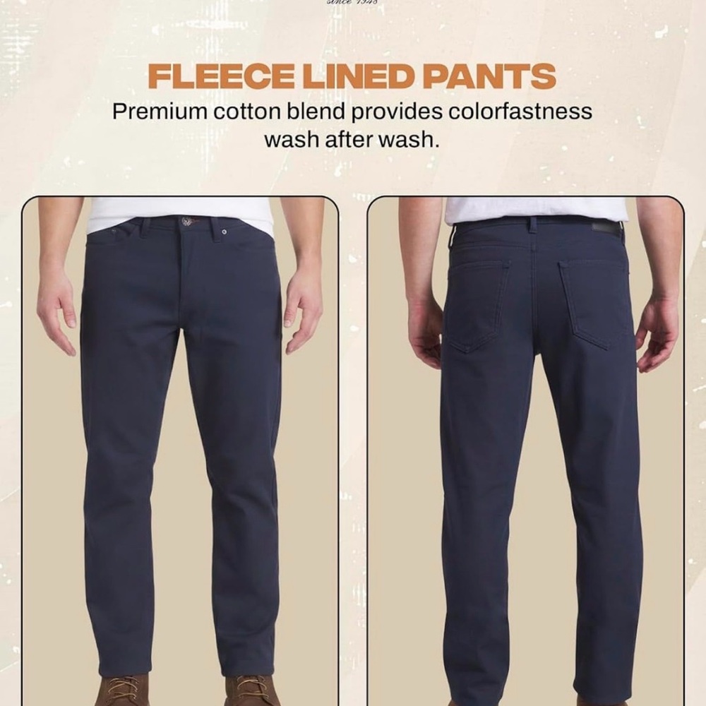 Men's Fleece Lined Pants-Straight Fit 32x34 - Picture 4 of 8